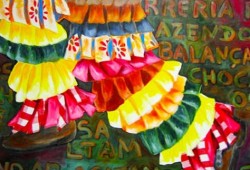 A Festa dos Rapazes III - Portugal<br>mista sobre tela - 80 x 100 cm