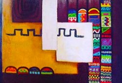 Do Castelo à Praça do Comércio - Lisboa<br>acrílico sobre tela - 81 x 100 cm