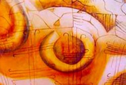 Símbolos I<br>mista sobre tela - 100 x 81 cm