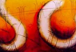 Símbolos II<br>mista sobre tela - 100 x 81 cm