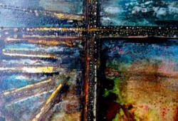 Crucifixo<br>mista sobre mdf - 60 x 40 cm