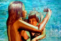 O Banho<br>mista sobre mdf - 80 x 60 cm