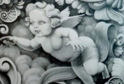 Anjinhos Barrocos I<br>grafite - 120 x 120 cm