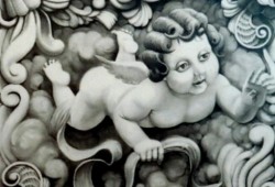 Anjinhos Barrocos II<br>grafite - 120 x 120 cm