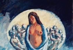 A Dama do Lago<br>acrílico sobre tela - 120 x 90 cm - 1991