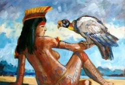 A Índia e o Rei<br>acrílico sobre mdf - 60 x 70 cm