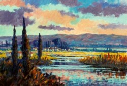 Crepúsculo em Toledo - Espanha<br>acrílico sobre tela - 60 x 73 cm - 1999