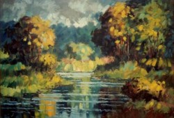 Lago Dourado II<br>óleo sobre mdf - 60 x 80 cm