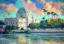 O Palácio da Justiça e o Capibaribe<br>acrílico sobre tela - 90 x 100 cm - 2012