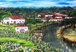 Cais Fluvial da Barrosinha (Rio Sado)<br>acrílico sobre tela - 70 x 70 cm