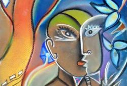 Álvaro e o Canto dos Pássaros<br>pastel seco - 38 x 28 cm