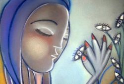 Cuido do Seu Olhar no Meu Jardim<br>pastel seco - 38 x 28 cm